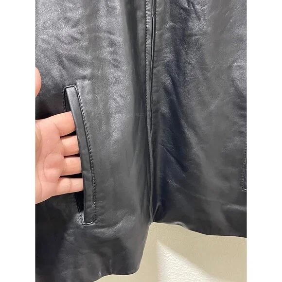 IZOD Men's Black Leather Jacket Full Zip Lined Size XL Classic Style - Picture 5 of 16